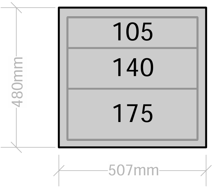 Van Cabinet 507mm wide x 480mm high with Drawers