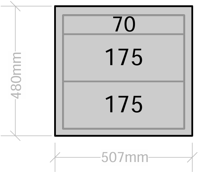 Van Cabinet 507mm wide x 480mm high with Drawers