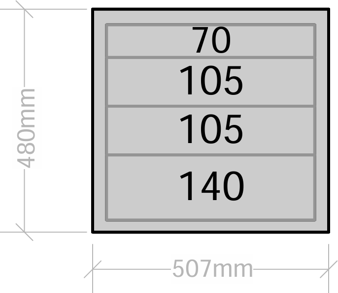 Van Cabinet 507mm wide x 480mm high with Drawers