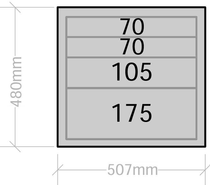 Van Cabinet 507mm wide x 480mm high with Drawers