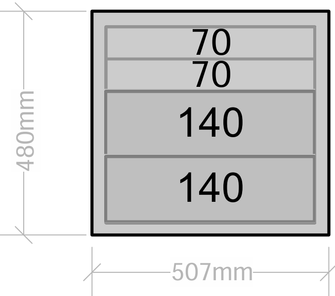 Van Cabinet 507mm wide x 480mm high with Drawers