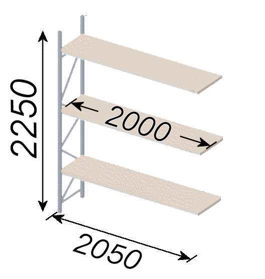 2000mm Long x 600mm Deep x 2.25 Metre High (324KG Capacity) 3 Levels E ...
