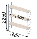 2500mm Long x 1200mm Deep x 2.25 Metre High (470KG Capacity) 3 Levels Epsivol Racking