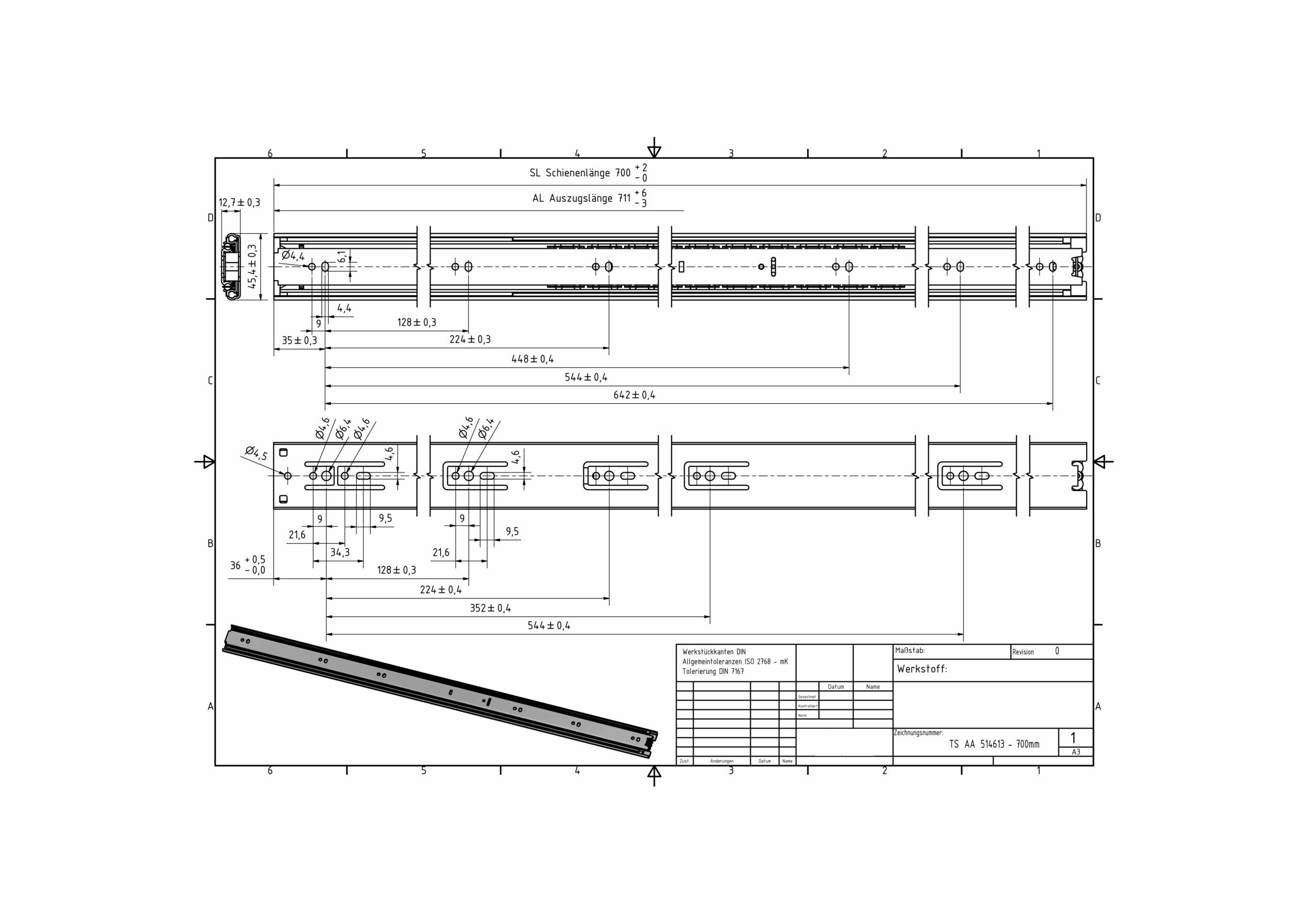 Technical Drawing for the "Pull To Open" Drawer Slides