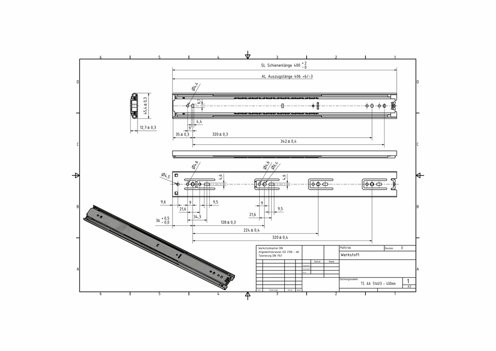 Technical Drawing for the "Pull To Open" Drawer Slides